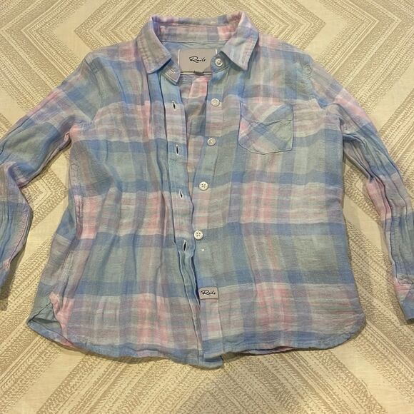 Rails Girls Blue & Pink Plaid Button Down Shirt - Picture 1 of 6